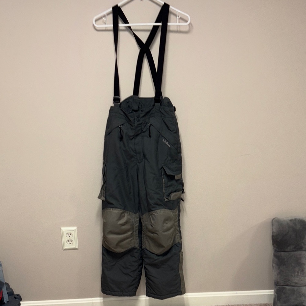 Ll kids by ll bean cargo snow pants ski snowboard removable straps lg 14/16